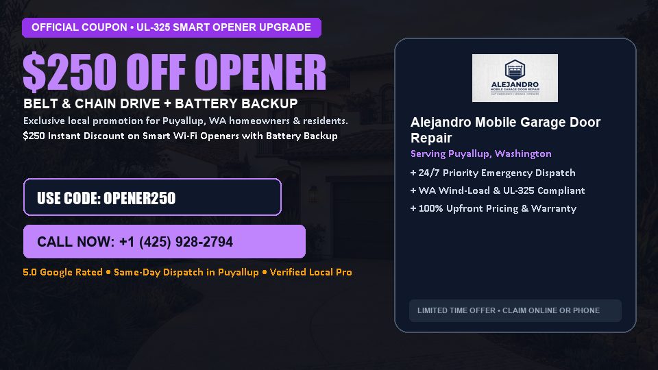 Alejandro Mobile Garage Door Repair $250 OFF Premium LiftMaster Opener Installation in Puyallup, WA
